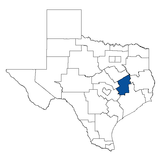 Map of Texas showing Brazos Valley Workforce Development Board