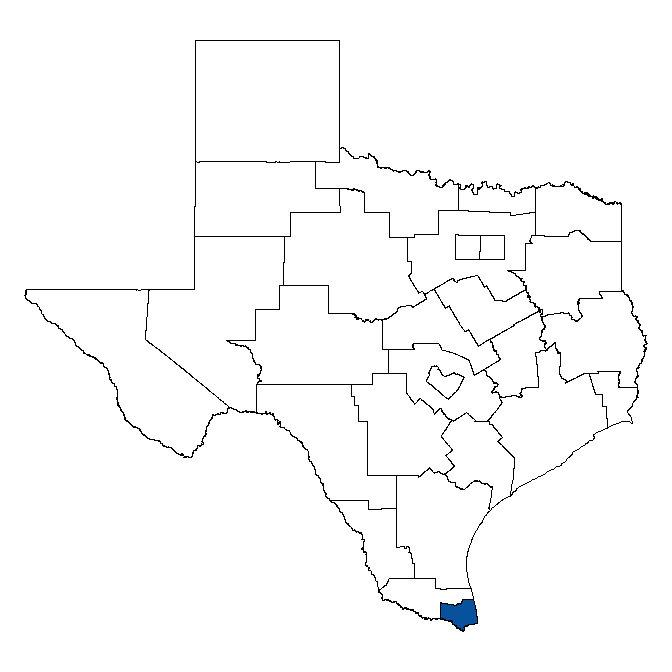 Map of Texas showing Cameron County Workforce Development Board