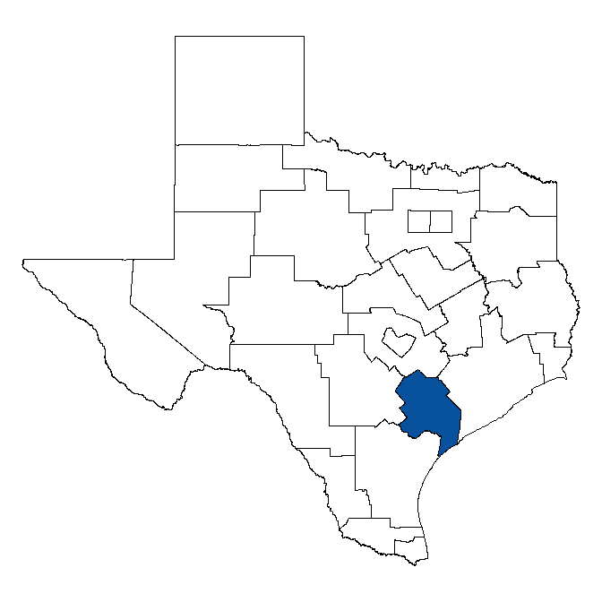 Map of Texas showing Golden Crescent Workforce Development Board