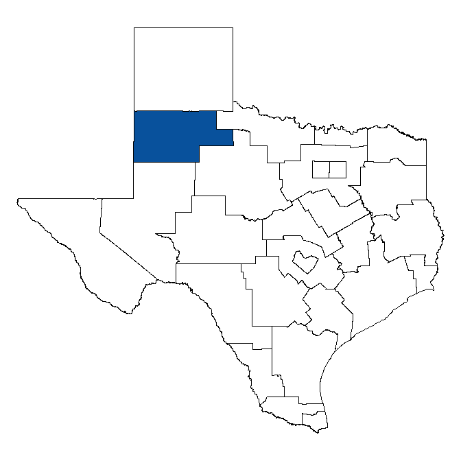 Map of Texas showing South Plains Workforce Development Board