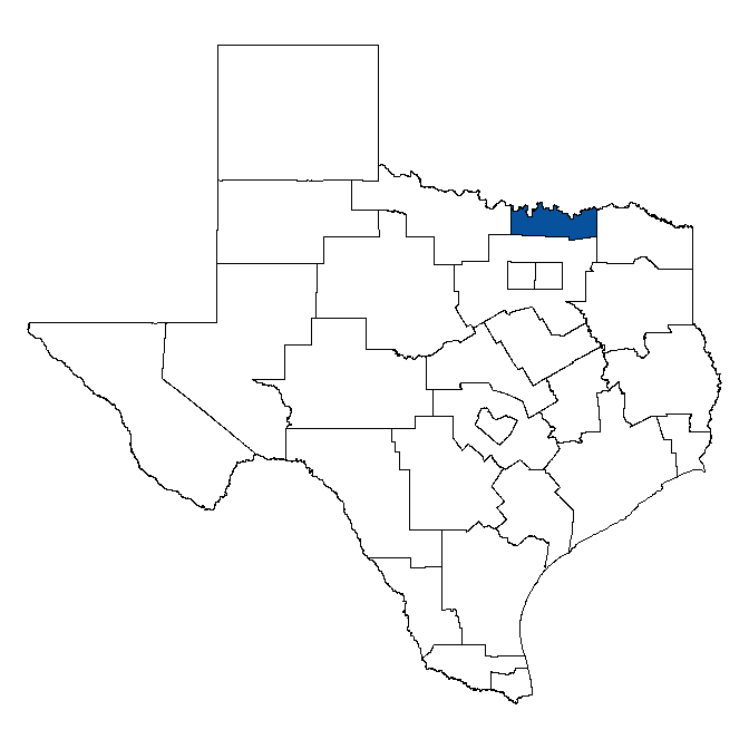 Map of Texas showing Texoma Workforce Development Board